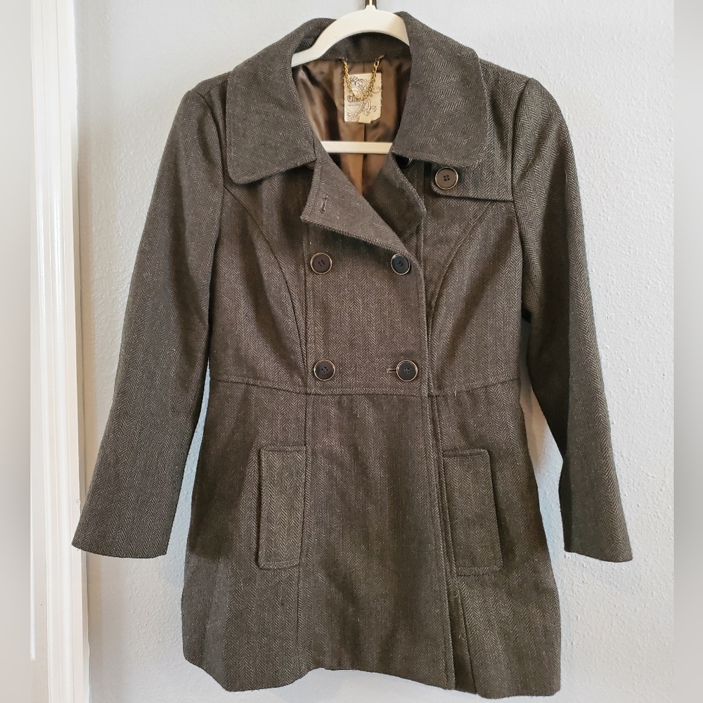 Vintage Anthropologie Tulle Pea Coat, Size M